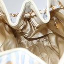 CHANEL Matelasse Chain Shoulder Bag Canvas White Light Blue CC Auth 110253-18