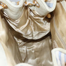 CHANEL Matelasse Chain Shoulder Bag Canvas White Light Blue CC Auth 110253-19