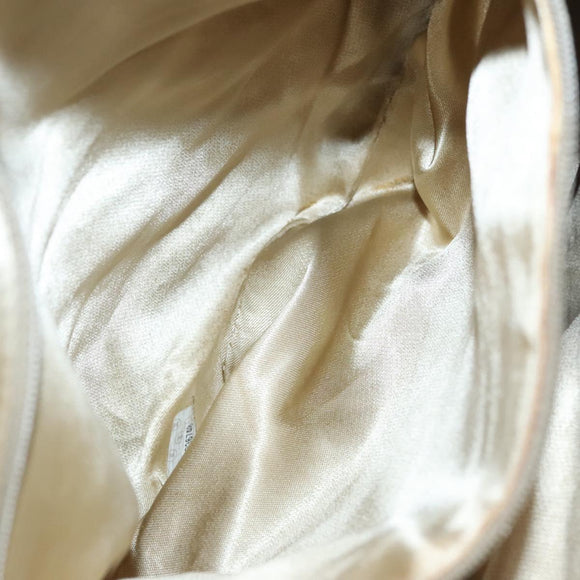 CHANEL Matelasse Chain Shoulder Bag Canvas White Light Blue CC Auth 110253