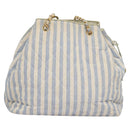 CHANEL Matelasse Chain Shoulder Bag Canvas White Light Blue CC Auth 110253-2