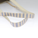 CHANEL Matelasse Chain Shoulder Bag Canvas White Light Blue CC Auth 110253-7