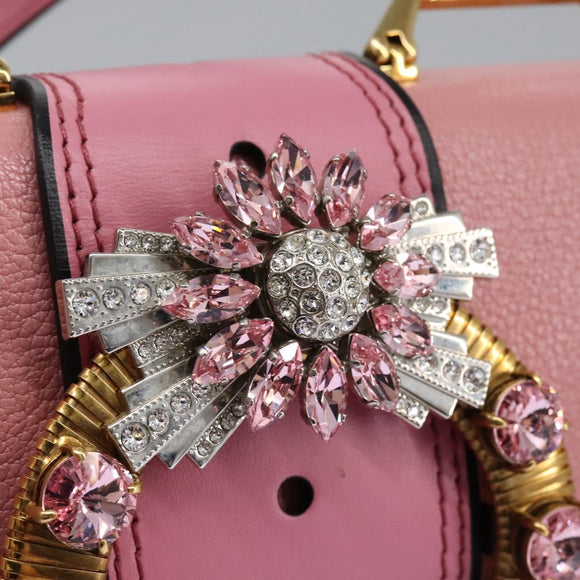 Miu Miu Shoulder Bag Leather Pink Auth 110296V
