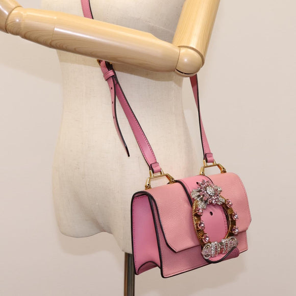 Miu Miu Shoulder Bag Leather Pink Auth 110296V