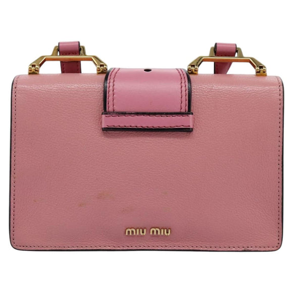 Miu Miu Shoulder Bag Leather Pink Auth 110296V