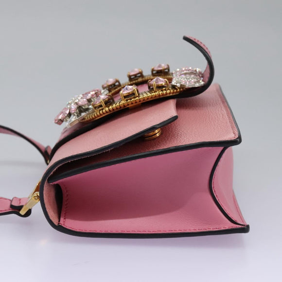 Miu Miu Shoulder Bag Leather Pink Auth 110296V