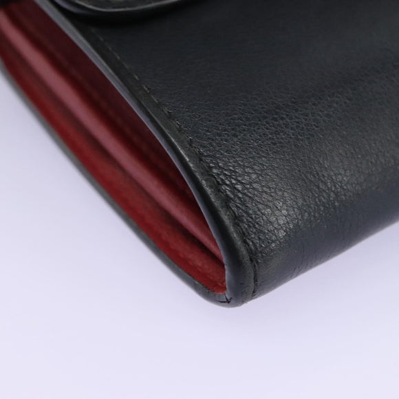 Salvatore Ferragamo Gancini Chain Shoulder Wallet Leather Black Auth 110302