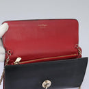 Salvatore Ferragamo Gancini Chain Shoulder Wallet Leather Black Auth 110302-19