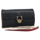 Salvatore Ferragamo Gancini Chain Shoulder Wallet Leather Black Auth 110302-1