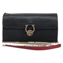 Salvatore Ferragamo Gancini Chain Shoulder Wallet Leather Black Auth 110302-13