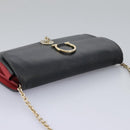 Salvatore Ferragamo Gancini Chain Shoulder Wallet Leather Black Auth 110302-6