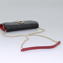 Salvatore Ferragamo Gancini Chain Shoulder Wallet Leather Black Auth 110302-7