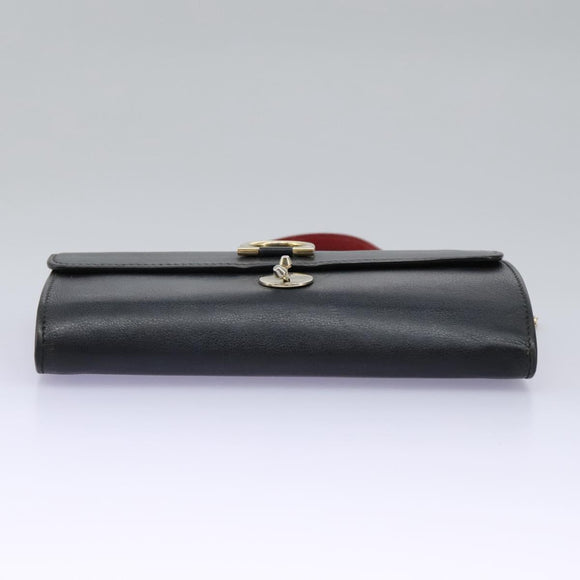 Salvatore Ferragamo Gancini Chain Shoulder Wallet Leather Black Auth 110302