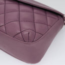 CHANEL Matelasse Chain Shoulder Bag Lamb Skin Purple CC Auth 110303AV-11