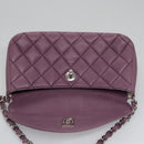 CHANEL Matelasse Chain Shoulder Bag Lamb Skin Purple CC Auth 110303AV-15