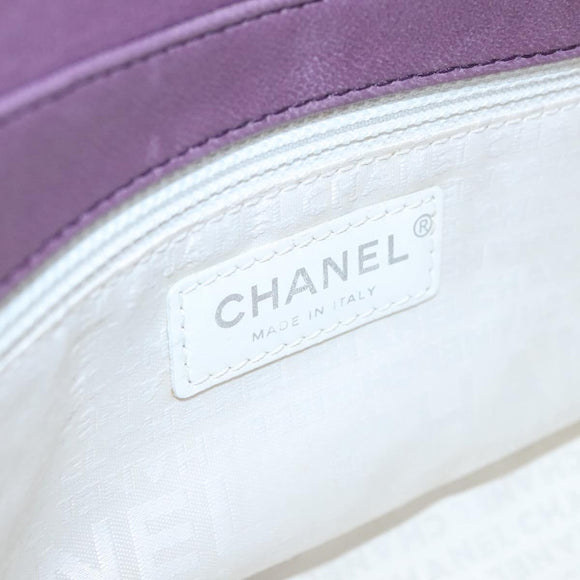 CHANEL Matelasse Chain Shoulder Bag Lamb Skin Purple CC Auth 110303AV