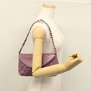 CHANEL Matelasse Chain Shoulder Bag Lamb Skin Purple CC Auth 110303AV-27