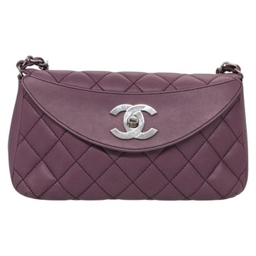 CHANEL Matelasse Chain Shoulder Bag Lamb Skin Purple CC Auth 110303AV - 0