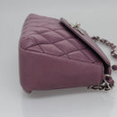 CHANEL Matelasse Chain Shoulder Bag Lamb Skin Purple CC Auth 110303AV-4