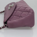 CHANEL Matelasse Chain Shoulder Bag Lamb Skin Purple CC Auth 110303AV-5