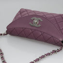 CHANEL Matelasse Chain Shoulder Bag Lamb Skin Purple CC Auth 110303AV-6