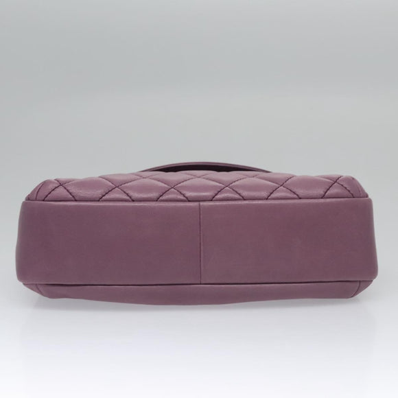 CHANEL Matelasse Chain Shoulder Bag Lamb Skin Purple CC Auth 110303AV