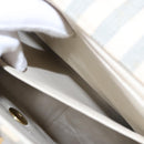 CHANEL Striped Matelasse Chain Shoulder Bag Canvas White Gray CC Auth 110304AV-27