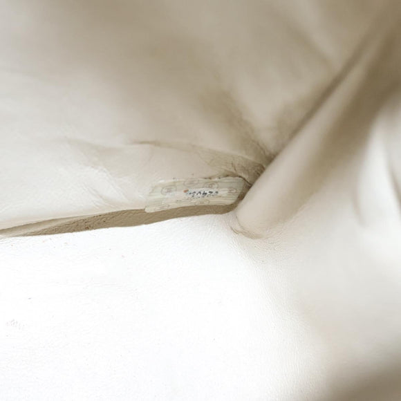 CHANEL Striped Matelasse Chain Shoulder Bag Canvas White Gray CC Auth 110304AV