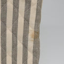 CHANEL Striped Matelasse Chain Shoulder Bag Canvas White Gray CC Auth 110304AV-3