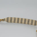 CHANEL Striped Matelasse Chain Shoulder Bag Canvas White Gray CC Auth 110304AV-15