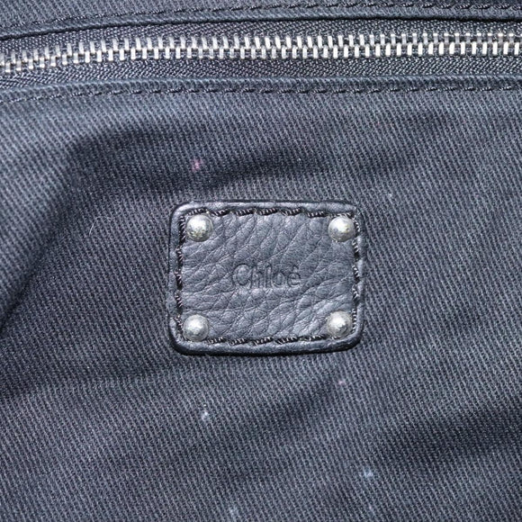 Chloe Hand Bag Leather Black Auth 110305