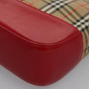 BURBERRY Nova Check Hand Bag Canvas Beige Red Auth 110306-11