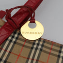 BURBERRY Nova Check Hand Bag Canvas Beige Red Auth 110306-15