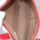 BURBERRY Nova Check Hand Bag Canvas Beige Red Auth 110306-16
