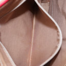 BURBERRY Nova Check Hand Bag Canvas Beige Red Auth 110306-20