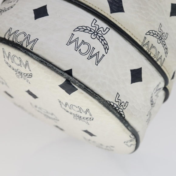 MCM Vicetos Logogram Shoulder Bag PVC Leather White Auth 110311