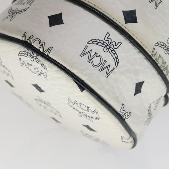 MCM Vicetos Logogram Shoulder Bag PVC Leather White Auth 110311