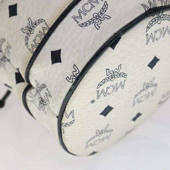 MCM Vicetos Logogram Shoulder Bag PVC Leather White Auth 110311