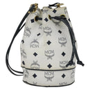 MCM Vicetos Logogram Shoulder Bag PVC Leather White Auth 110311-1