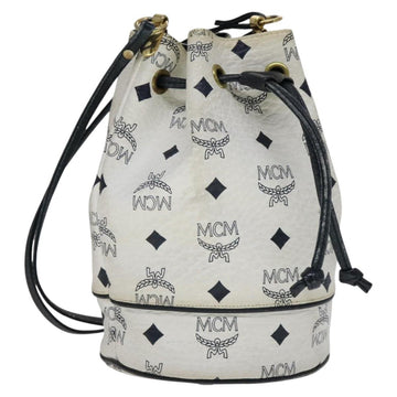 MCM Vicetos Logogram Shoulder Bag PVC Leather White Auth 110311