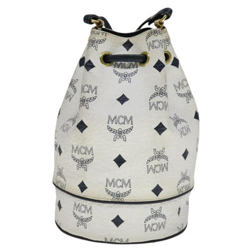 MCM Vicetos Logogram Shoulder Bag PVC Leather White Auth 110311 - 0