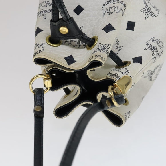 MCM Vicetos Logogram Shoulder Bag PVC Leather White Auth 110311