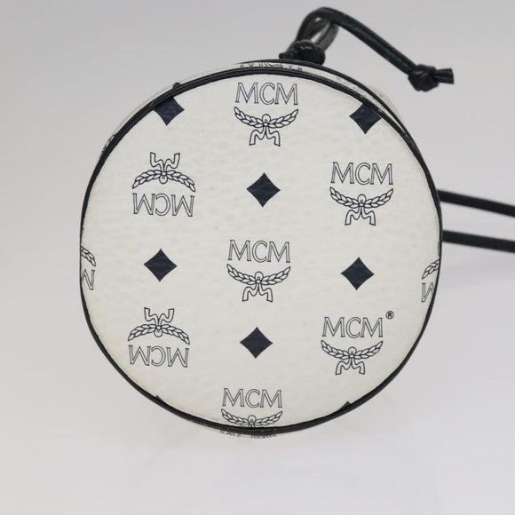 MCM Vicetos Logogram Shoulder Bag PVC Leather White Auth 110311