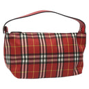 BURBERRY Nova Check Hand Bag Nylon Red Auth 110324-1