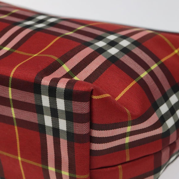 BURBERRY Nova Check Hand Bag Nylon Red Auth 110324