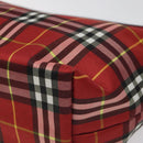 BURBERRY Nova Check Hand Bag Nylon Red Auth 110324-8