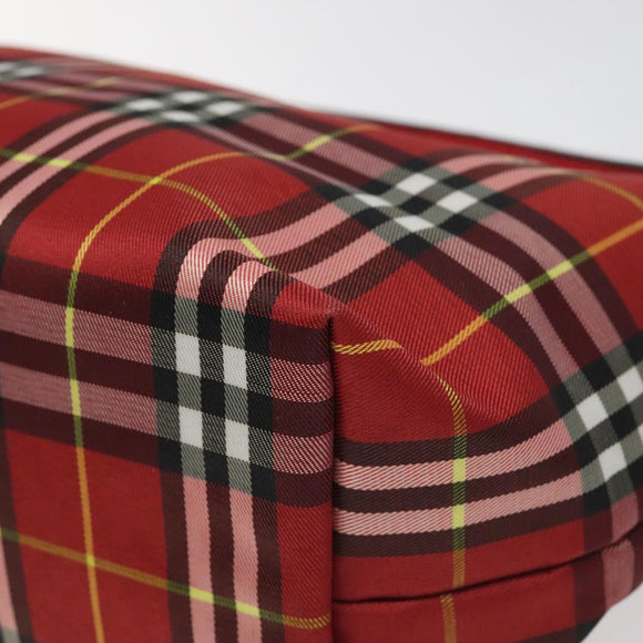BURBERRY Nova Check Hand Bag Nylon Red Auth 110324