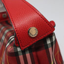 BURBERRY Nova Check Hand Bag Nylon Red Auth 110324-9