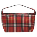 BURBERRY Nova Check Hand Bag Nylon Red Auth 110324-3