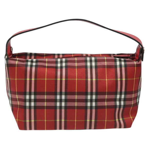 BURBERRY Nova Check Hand Bag Nylon Red Auth 110324