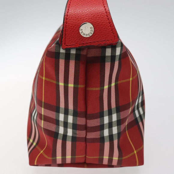 BURBERRY Nova Check Hand Bag Nylon Red Auth 110324